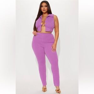 Crazy Lovin Ribbed Legging Set - Magenta from Fashion Nova